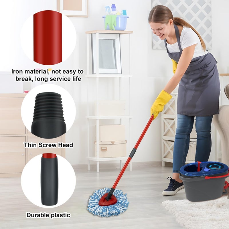 GFRED 2 Pack Spin Mop Replacement Head,1 Base,4-Section Sturdy Iron Mop Handles Compatible with O Ceda EasyWring RinseClean 2 Tank System Mop,Oceda Mop Refills and Mop Stick 30" to 58" Set to Floor Clean - Image 5